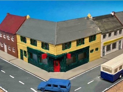 village house 7 - corner pub z-scale bonnerbiber 3d print model - Mito3D