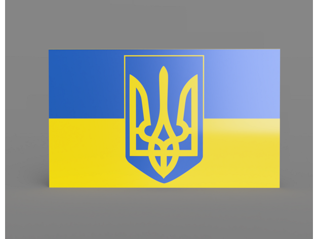 ucrânia tridente bandeira cor trocável by torleighr exército biden memorial militares paz lembrar rússia ficar pé trunfo guerra 3D print model - Mito3D
