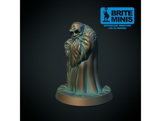 old man 28 mm supportless fdm friendly by briteminis fantasy master oldman wiseman wizard 3d print model - Mito3D