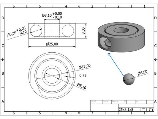 rodamiento 25x8 1x8 exigir 6mm airsoft pelotas by bencr123 pelota 3d print model - Mito3D