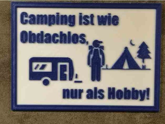camping hater s sign in german by oretz fun joke 3d print model - Mito3D
