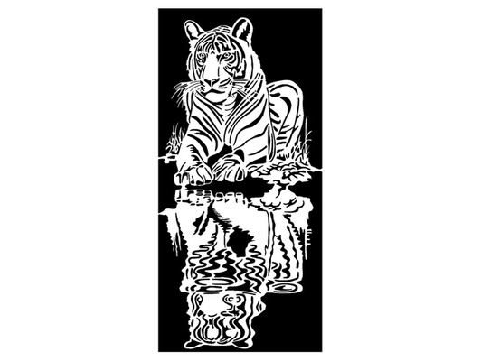 tigre pochoir 7 by longquan art chat mammifère réflexion 3d print model - Mito3D