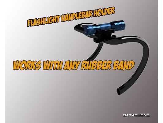 flashlight handlebar holder mount by dataclone bicycle bike ebike accessory mountainbike 3d print model - Mito3D