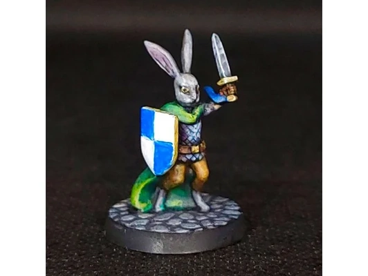 harengon warrior 32mm scale supportless print by familiarcraftsman animal bunny dnd dungeons dragons fighter gaming hare hero miniature miniatures paladin rabbit rabbitfolk ranger tabletop 3d print model - Mito3D