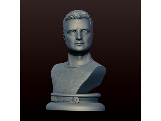 zelenskiy busto by darius shem chad paz estante soporte ucrania volodymyr guerra zelensky 3d print model - Mito3D