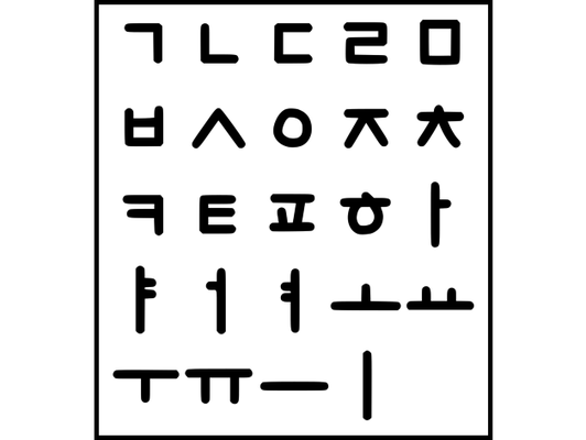 hangul alphabet mauer kunst by wellingtonspock 2d 3d print model - Mito3D