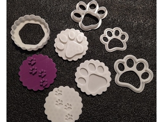 collection of paw print fondant cutters stamps by seagull08 cookie cookiecutter cutter stamp icing pawprint 3d print model - Mito3D