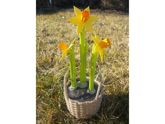 daffodils in basket by 3djess daffodil easter flower march narcissus spring woven 3d print model - Mito3D