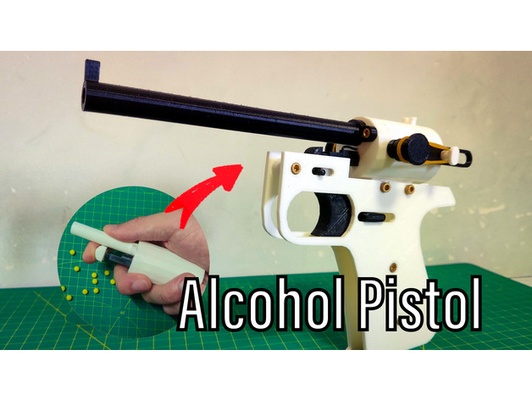 alcohol gun cannon pistol kit by sebxdiy blaster handgun 3d print model - Mito3D