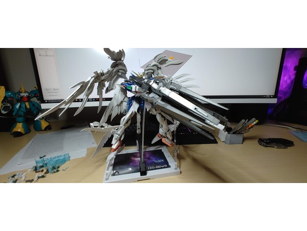 gundam wing zero action base support arm by t-san grade high poly master pole stand 3D print model - Mito3D
