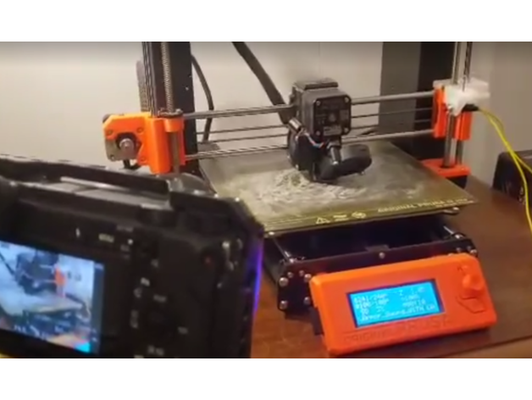 timelapse trigger mounted on prusa mk3s x-axis idler by roll3d20 3d printer button dlsr i3 mk3 3d print model - Mito3D