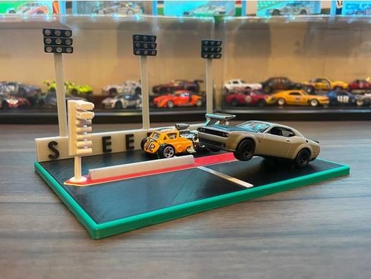 double 1 64 traîne bande afficher by gigapenguin3dprinting autoworld diorama courses dragsters roues chaudes minigt 3d print model - Mito3D
