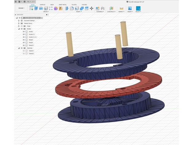 plato mecánico reloj fácil imprimible 39 tambor remezclar v3 by señorlunk escape engranaje engranajes primavera pared peso 3D print model - Mito3D