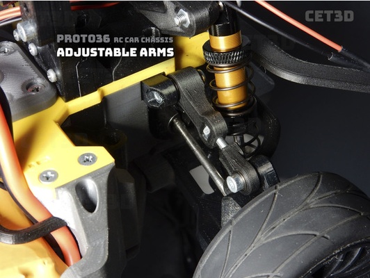 ajustable bras proto36 rc voiture châssis by cet3d angle installer roues 3d print model - Mito3D