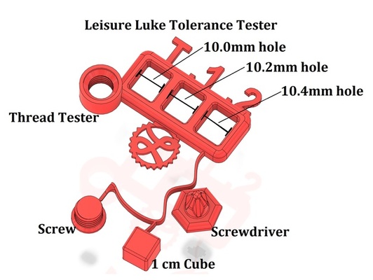 tolerance test print by leisure luke - can push it leisureluke 1cm cube 3d printer easy extrusion first mechanical mechanism extrude overextrusion puzzle box screw pring tester check tolerances tool zero 3d print model - Mito3D