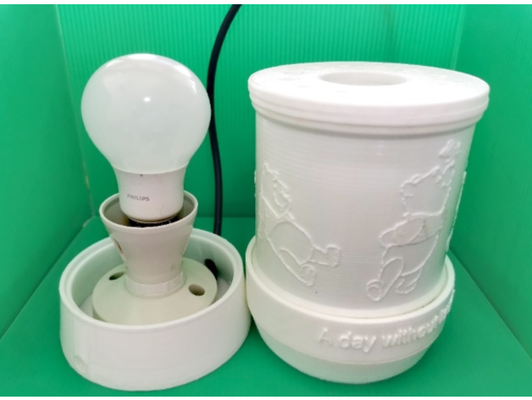 pooh bear lithophane lamp by waitee winnie 3d print model - Mito3D