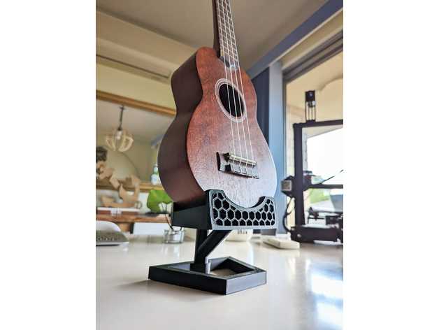 ukulele ficar pé suporte by johnzo chão violão cabide instrumento prateleira 3D print model - Mito3D