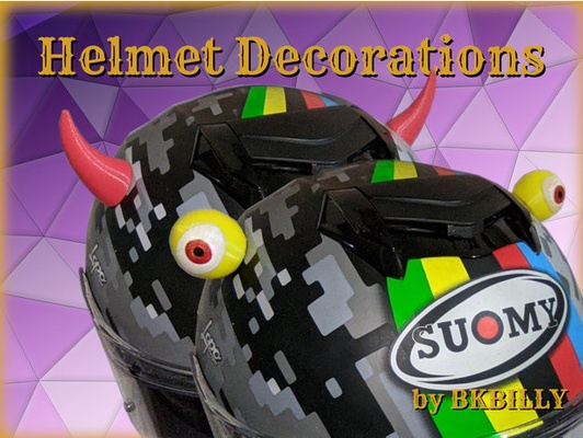 kask dekorasyonlar by bkbilly şeytan boynuzları gözler tutkal boynuz mıknatıs manyetik modüler motosiklet 3d print model - Mito3D