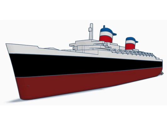 simple ss united states by deltaxf cruise fusion 360 modern ocean liner ship 3d print model - Mito3D