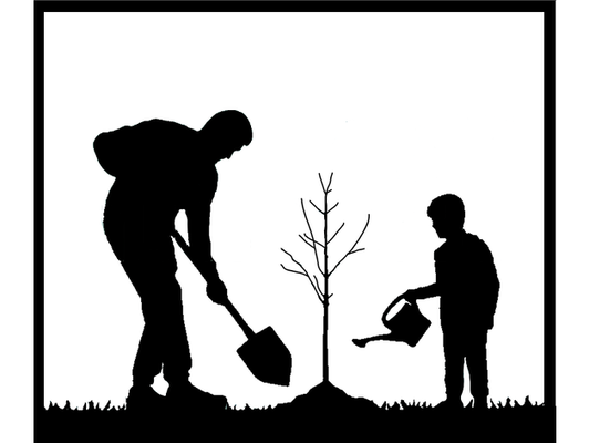 2d father son planting tree by ghos7ar 2dart art wall beautiful decoration easy print to fathers day good sony hanger mount 3d print model - Mito3D