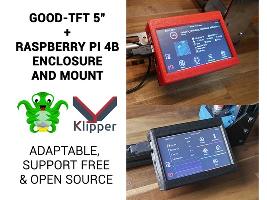 good tft 5 + pi 4b enceinte montage by enseignement technologie 5inch écran tondeuse framboise cas gaine 3d print model - Mito3D