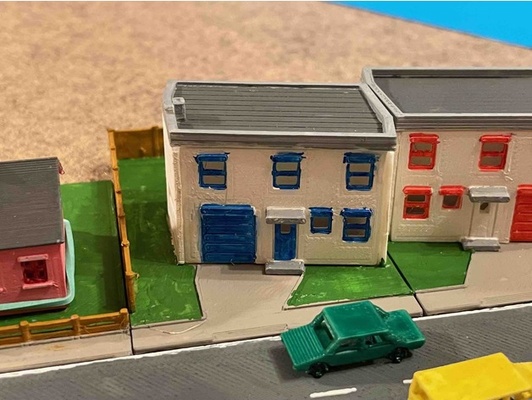 terraced house 1a at left of row z-scale by bonnerbiber building miniclub model railroad railway train trains n scale scenery terrain z 3d print model - Mito3D