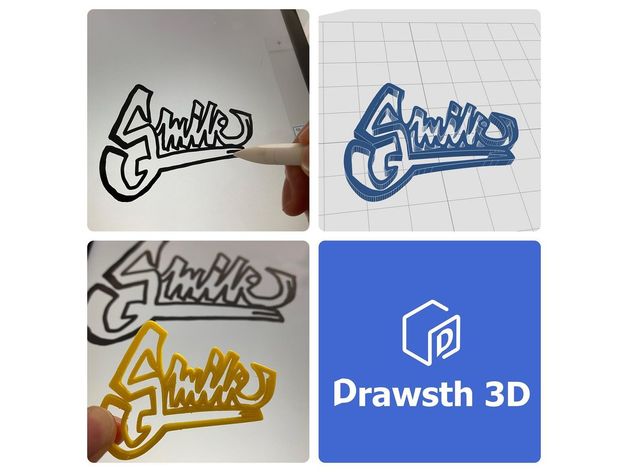 graffiti smile by drawsth3d 2d to 3d printing 3D print model - Mito3D