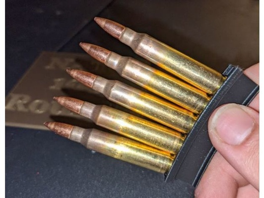 556x45mm nato bullet clip holder by mathmessiah 556 556mm 556x45 ammo ammunition bullets firearm gun 3d print model - Mito3D