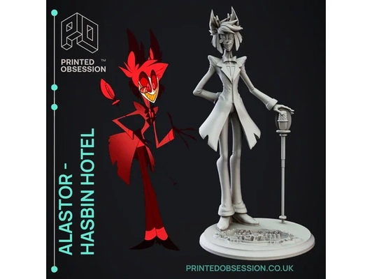alastor - hasbin hotel fanart 16cm model by printedobsession demon devil hoterl 3d print model - Mito3D