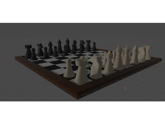 blocky chess set by harriman101 board piece pieces 3d print model - Mito3D