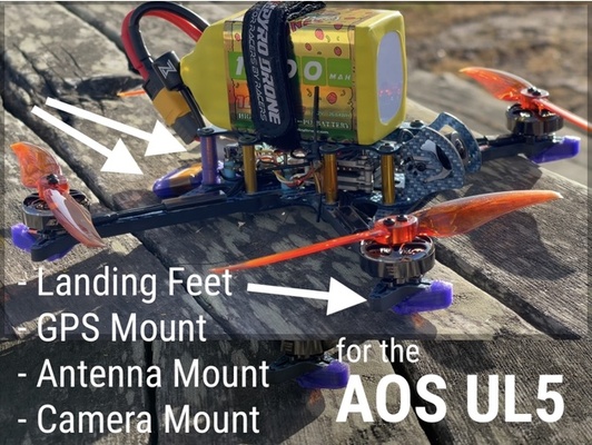 aos ul5 partes gps + antena monta aterrizaje pies patines brazo protectores by t4obrien marcos chris rosser cucharadas ultraligero 5 3d print model - Mito3D