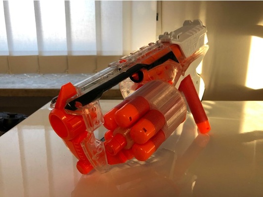 melhorado nerf braço forte mega cilindro by darman skirata blaster arma fogo mod 3d print model - Mito3D