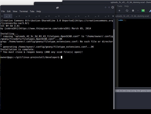 corrigido geany configuração openscad edição + concha roteiro instalador by poikilos código editor sintaxe realçar text texto 3d print model - Mito3D