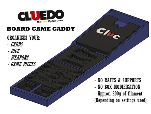 cluedo tafel spiel caddie by trigoklei brettspiel brettspiele einsätze hinweis hasbro 3d print model - Mito3D