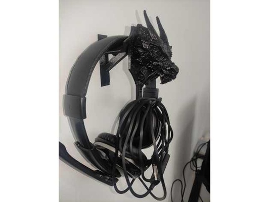 ejderha baş kulaklık kulp destek b by lukaos askı ayakta durmak 3d print model - Mito3D