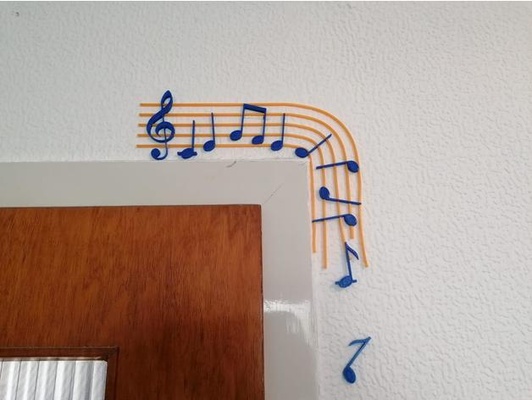 music door decoration by butchbutch decor frame musical note sheet 3d print model - Mito3D