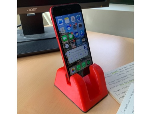 phone stand curved design by juanfus catia v5 cura ender3 iphone rhino smartphone holder solidworks 3d print model - Mito3D