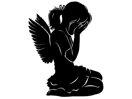 2d llorando ángel niña by ghos7ar 2dart arte pared hermoso negro lindo decoración decorativo fácil impresión to hogar casa percha montar alas 3d print model - Mito3D