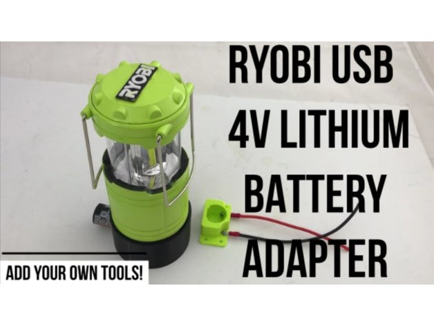 ryobi usb litio 4v batería adaptador pop up linterna by aliento 18650 4volt puerto carga 3D print model - Mito3D