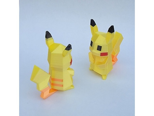 low-poly pikachu - multi extrusion fixed by paddymag poly nintendo pokemon figures toy 3d print model - Mito3D