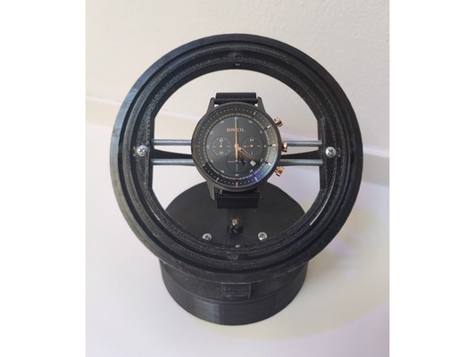 gyro remontoir regarder hodère by ale2002 arduino l'horloge conception gyroscope titulaire soutien moteur tournant temps 3d print model - Mito3D