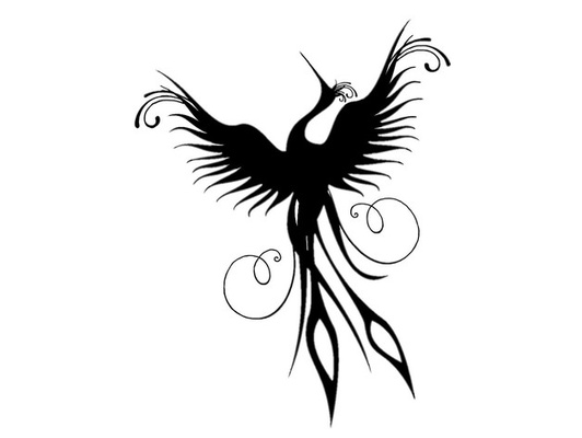 2d phönix vogel by ghos7ar 2dart kunst mauer wunderschönen schwarz dekor dekoration dekorativ einfach drucken to fantasie feuer zuhause haus aufhänger montieren 3d print model - Mito3D