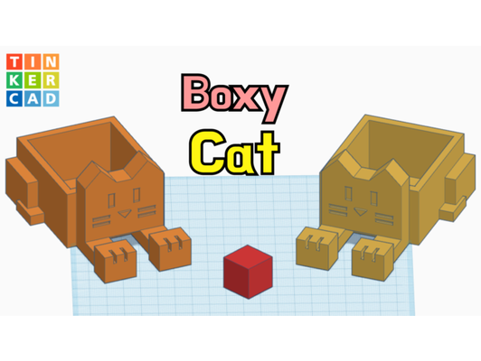 boxy cat box by eunny cube madewithtinkercad tinkercad 3d print model - Mito3D