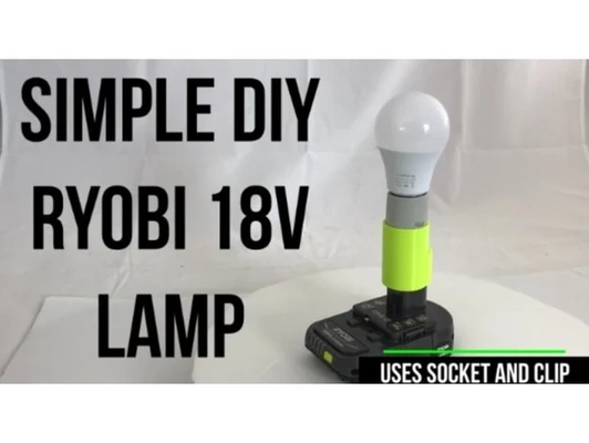 ryobi 18v guidato lampada by respiro 12v 24v campeggio e26 presa luce energia interruzione montare 3d print model - Mito3D