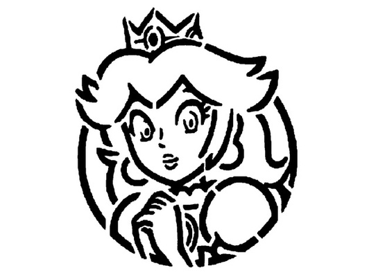 peach stencil 4 by longquang mario 3d world nintendo princess 3d print model - Mito3D