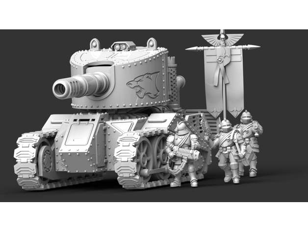 lourd vapeur réservoir svarog + 2 tourelles by karskin gaslands impérial agression garde nécromonde steampunk w40k marteau guerre warhammer40k 40000 40k 3D print model - Mito3D