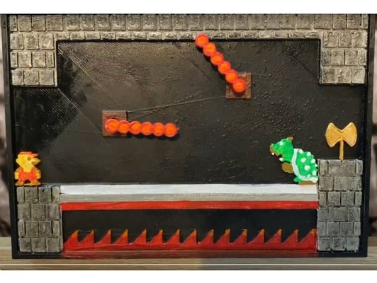 mario castle display by gamingnerd bowser fireballs lava super bros 3d print model - Mito3D