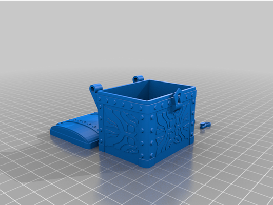 dice treasure chest w d20 key by pointyflyer dd d4 d6 d8 box dnd miniature 3d print model - Mito3D