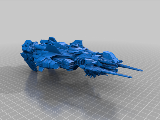 kitbash - praetorian class gunboat by aelioszero 3dkitbash assault corvette cruiser fighter interceptor sci-fi science fiction scifi space spacecraft spaceship ship 3d print model - Mito3D