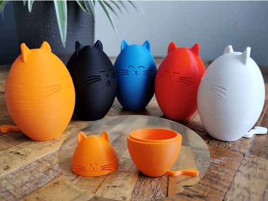 pascua resurrección gatos by tomo diseños lindo huevo conejito diseño pusheen 3d print model - Mito3D